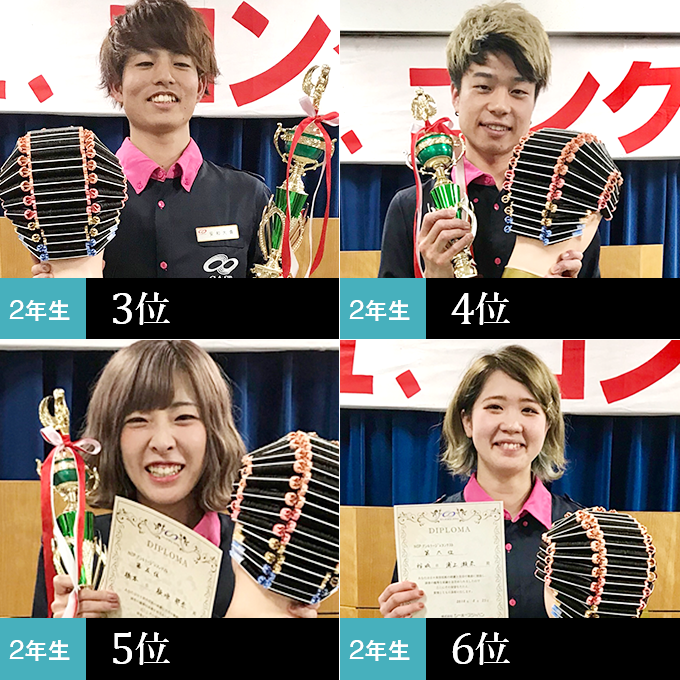 第3位  安和大貴くん、第4位 井口聖也くん、第5位 坂垣那奈さん、第6位 浦上瀬奈さん